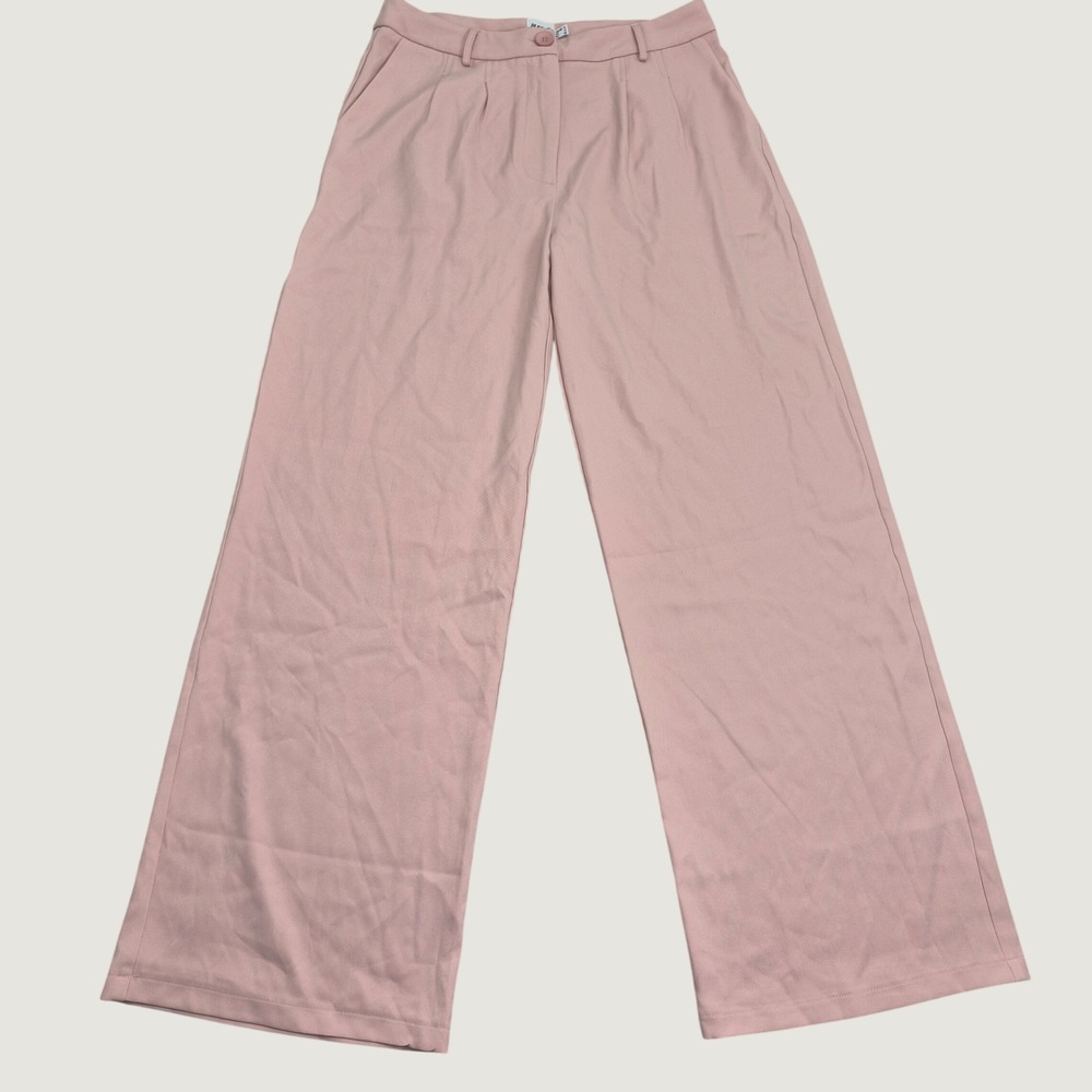 Princess Polly Pink Wide Leg Pleated Trousers High Waisted Dress Pants 10 (32)
